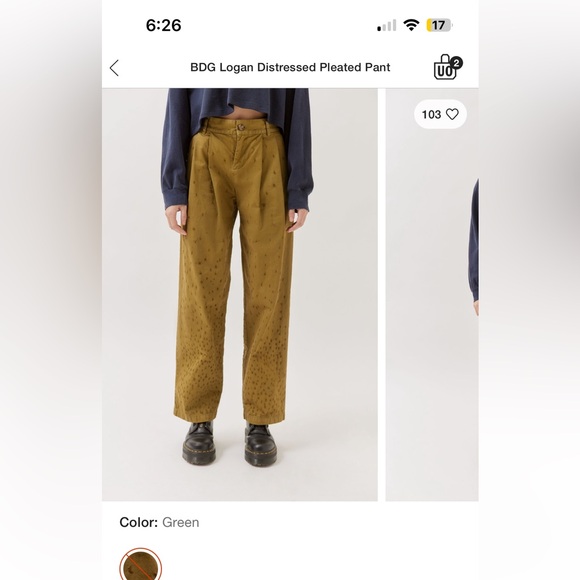 BDG Logan distressed pleated pant - Picture 1 of 5